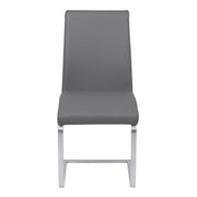 Blanca Contemporary Dining Chair in Gray Faux Leather with Brushed Stainless Steel Finish - Set of 2 - Furniture City (CA)l