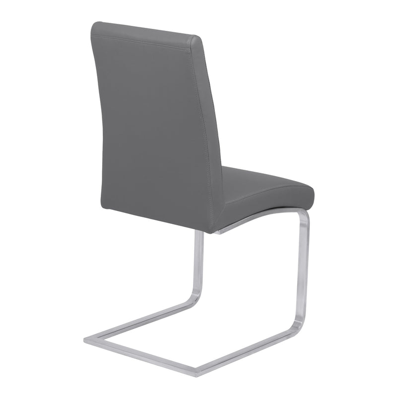 Blanca Contemporary Dining Chair in Gray Faux Leather with Brushed Stainless Steel Finish - Set of 2 - Furniture City (CA)l