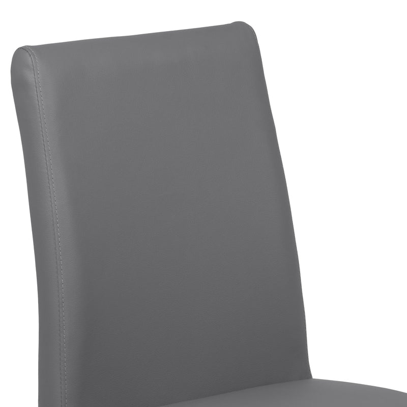 Blanca Contemporary Dining Chair in Gray Faux Leather with Brushed Stainless Steel Finish - Set of 2 - Furniture City (CA)l