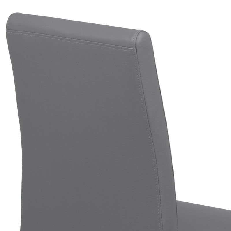 Blanca Contemporary Dining Chair in Gray Faux Leather with Brushed Stainless Steel Finish - Set of 2 - Furniture City (CA)l
