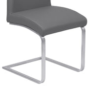 Blanca Contemporary Dining Chair in Gray Faux Leather with Brushed Stainless Steel Finish - Set of 2 - Furniture City (CA)l