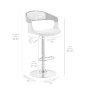 Benson Adjustable Gray Faux Leather and Black Wood Bar Stool with Black Base - Furniture City (CA)l