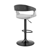 Benson Adjustable Gray Faux Leather and Black Wood Bar Stool with Black Base - Furniture City (CA)l