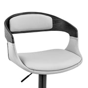 Benson Adjustable Gray Faux Leather and Black Wood Bar Stool with Black Base - Furniture City (CA)l