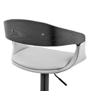 Benson Adjustable Gray Faux Leather and Black Wood Bar Stool with Black Base - Furniture City (CA)l