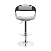 Benson Adjustable Gray Faux Leather and Black Wood Bar Stool with Chrome Base - Furniture City (CA)l