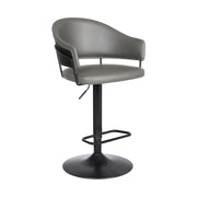 Brody Adjustable Height Swivel Gray Faux Leather and Black Wood and Metal Base Bar Stool - Furniture City (CA)l