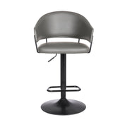 Brody Adjustable Height Swivel Gray Faux Leather and Black Wood and Metal Base Bar Stool - Furniture City (CA)l