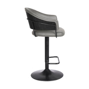 Brody Adjustable Height Swivel Gray Faux Leather and Black Wood and Metal Base Bar Stool - Furniture City (CA)l