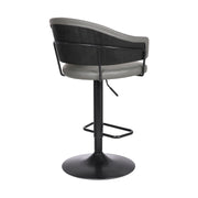 Brody Adjustable Height Swivel Gray Faux Leather and Black Wood and Metal Base Bar Stool - Furniture City (CA)l