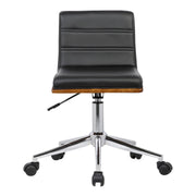 Bowie Mid-Century Office Chair in Chrome finish with Black Faux Leather and Walnut Veneer Back - Furniture City (CA)l