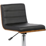 Bowie Mid-Century Office Chair in Chrome finish with Black Faux Leather and Walnut Veneer Back - Furniture City (CA)l