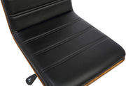 Bowie Mid-Century Office Chair in Chrome finish with Black Faux Leather and Walnut Veneer Back - Furniture City (CA)l