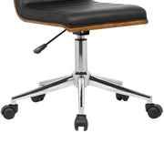 Bowie Mid-Century Office Chair in Chrome finish with Black Faux Leather and Walnut Veneer Back - Furniture City (CA)l