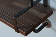 40" Booker Industrial Pine Wood Floating Wall Shelf in Gray and Walnut Finish - Furniture City (CA)l