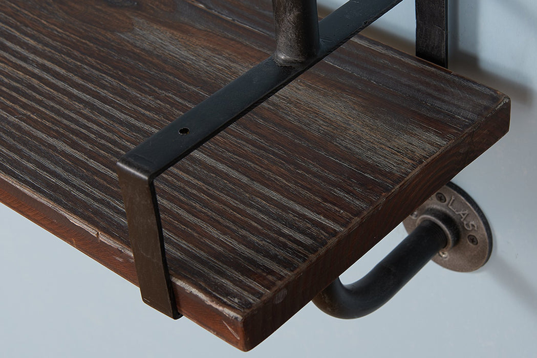 40" Booker Industrial Pine Wood Floating Wall Shelf in Gray and Walnut Finish