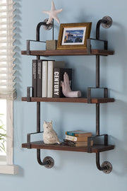 40" Booker Industrial Pine Wood Floating Wall Shelf in Gray and Walnut Finish - Furniture City (CA)l