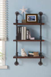 40" Booker Industrial Pine Wood Floating Wall Shelf in Gray and Walnut Finish - Furniture City (CA)l