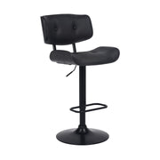 Brooklyn Adjustable Swivel Black Faux Leather and Black Wood Bar Stool with Black Base - Furniture City (CA)l