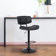 Brooklyn Adjustable Swivel Black Faux Leather and Black Wood Bar Stool with Black Base - Furniture City (CA)l