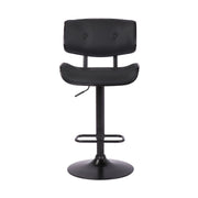 Brooklyn Adjustable Swivel Black Faux Leather and Black Wood Bar Stool with Black Base - Furniture City (CA)l