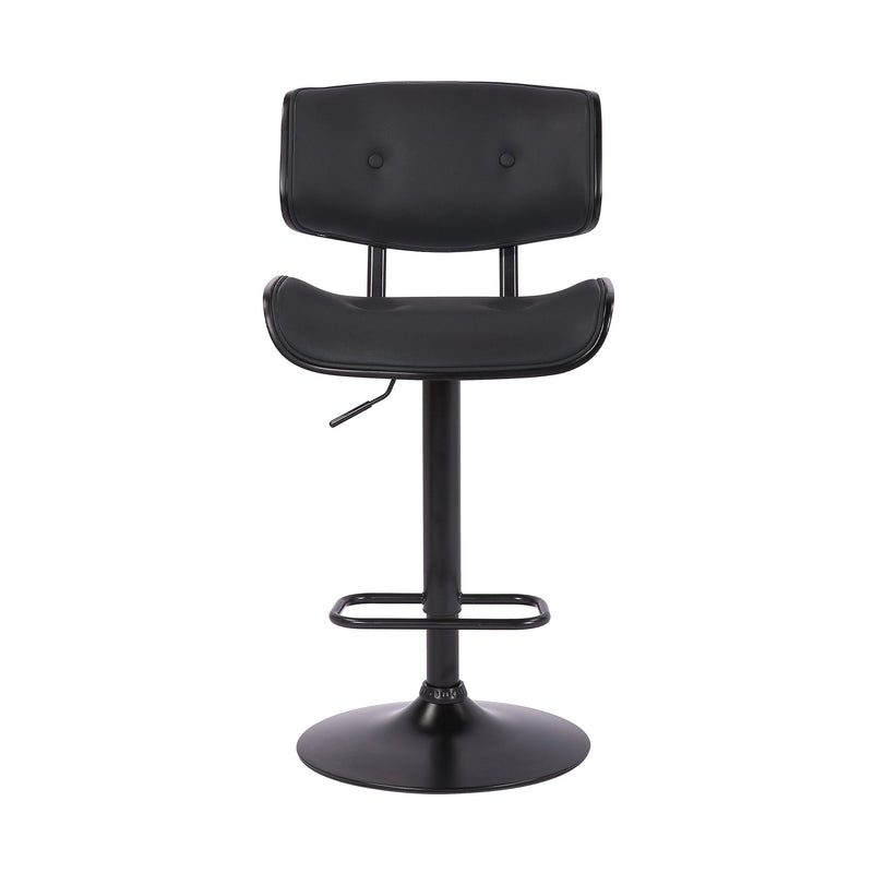 Brooklyn Adjustable Swivel Black Faux Leather and Black Wood Bar Stool with Black Base - Furniture City (CA)l