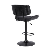Brooklyn Adjustable Swivel Black Faux Leather and Black Wood Bar Stool with Black Base - Furniture City (CA)l
