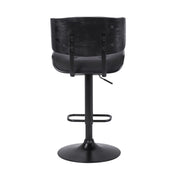 Brooklyn Adjustable Swivel Black Faux Leather and Black Wood Bar Stool with Black Base - Furniture City (CA)l