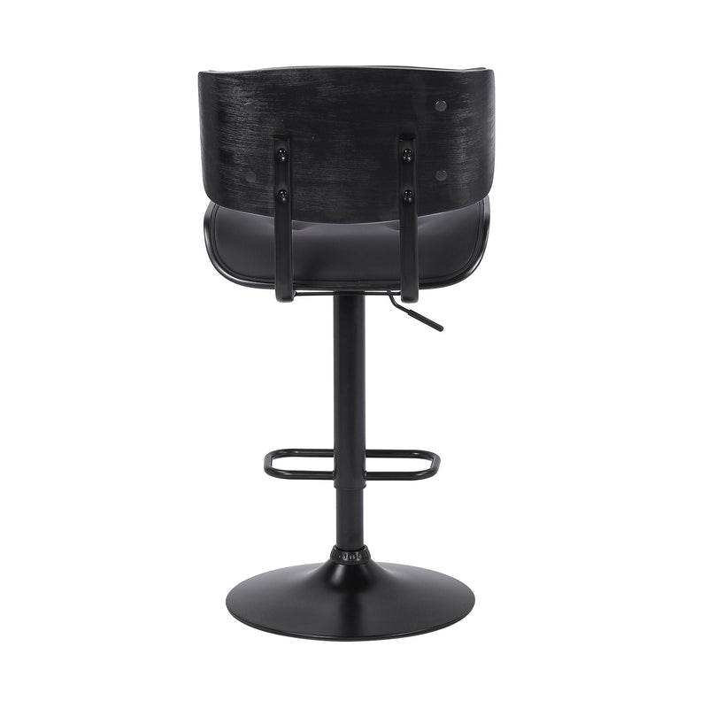 Brooklyn Adjustable Swivel Black Faux Leather and Black Wood Bar Stool with Black Base - Furniture City (CA)l