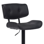 Brooklyn Adjustable Swivel Black Faux Leather and Black Wood Bar Stool with Black Base - Furniture City (CA)l