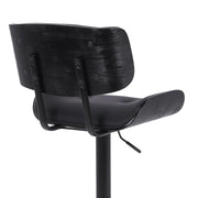 Brooklyn Adjustable Swivel Black Faux Leather and Black Wood Bar Stool with Black Base - Furniture City (CA)l