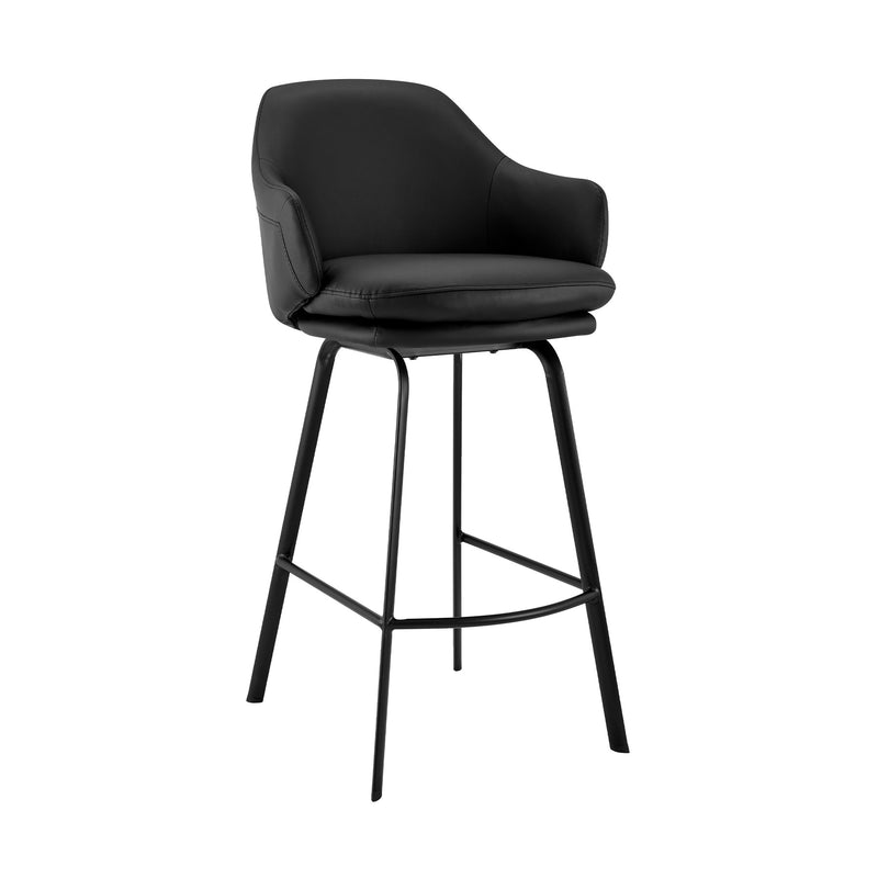 Brigden Black Faux Leather and Black Metal Swivel 26" Counter Stool - Furniture City (CA)l
