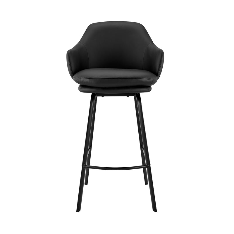 Brigden Black Faux Leather and Black Metal Swivel 26" Counter Stool - Furniture City (CA)l
