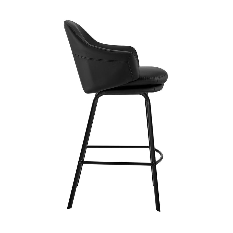 Brigden Black Faux Leather and Black Metal Swivel 26" Counter Stool - Furniture City (CA)l
