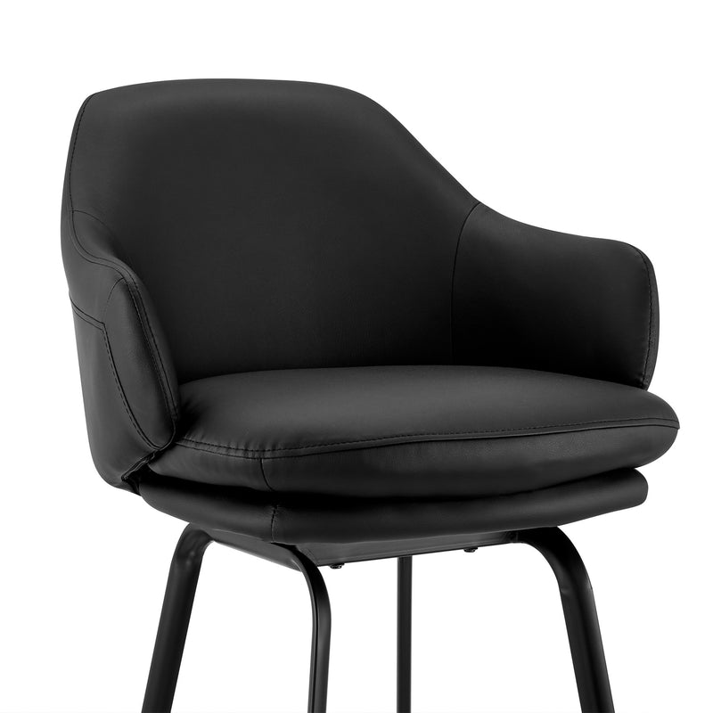 Brigden Black Faux Leather and Black Metal Swivel 26" Counter Stool - Furniture City (CA)l