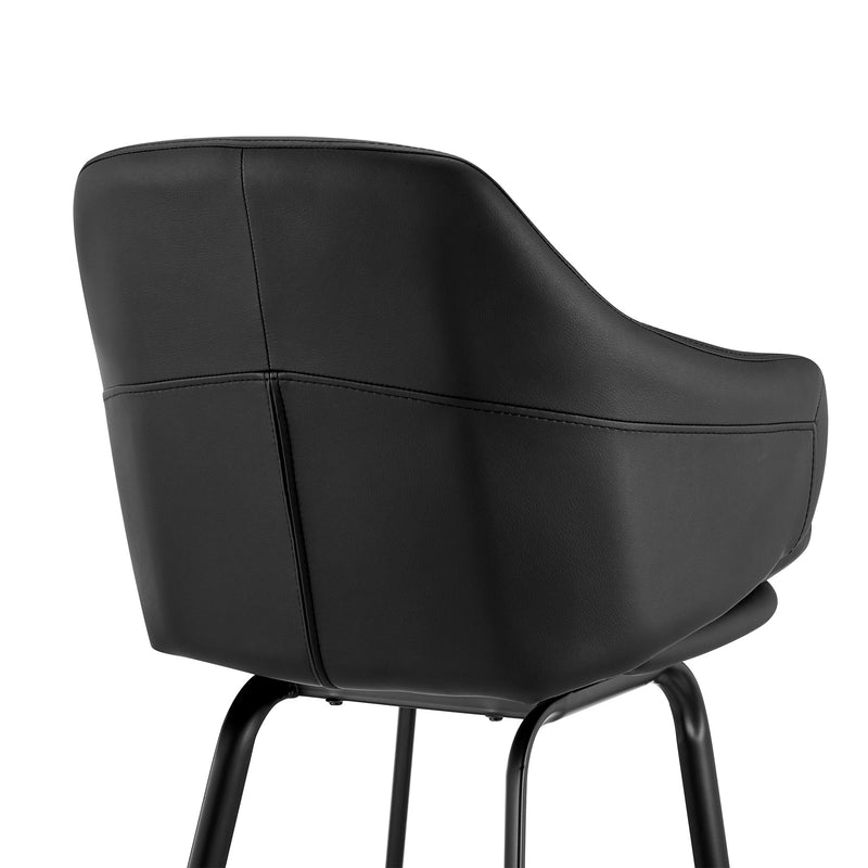 Brigden Black Faux Leather and Black Metal Swivel 26" Counter Stool - Furniture City (CA)l