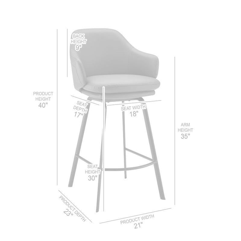 Brigden Black Faux Leather and Black Metal Swivel 30" Bar Stool - Furniture City (CA)l