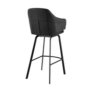 Brigden Black Faux Leather and Black Metal Swivel 30" Bar Stool - Furniture City (CA)l