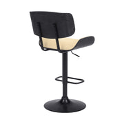 Brooklyn Adjustable Swivel Cream Faux Leather and Black Wood Bar Stool with Black Base - Furniture City (CA)l