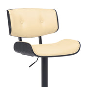 Brooklyn Adjustable Swivel Cream Faux Leather and Black Wood Bar Stool with Black Base - Furniture City (CA)l