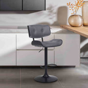 Brooklyn Adjustable Swivel Gray Faux Leather and Black Wood Bar Stool with Black Base - Furniture City (CA)l