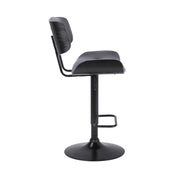 Brooklyn Adjustable Swivel Gray Faux Leather and Black Wood Bar Stool with Black Base - Furniture City (CA)l