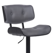Brooklyn Adjustable Swivel Gray Faux Leather and Black Wood Bar Stool with Black Base - Furniture City (CA)l