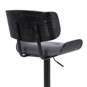 Brooklyn Adjustable Swivel Gray Faux Leather and Black Wood Bar Stool with Black Base - Furniture City (CA)l