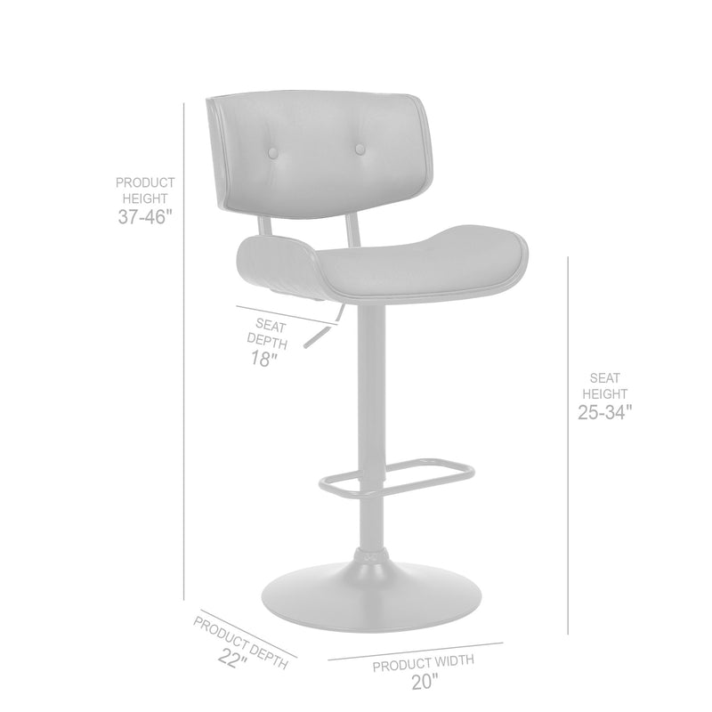 Brooklyn Adjustable Swivel Gray Faux Leather and Black Wood Bar Stool with Black Base - Furniture City (CA)l