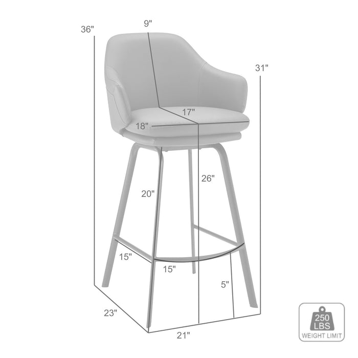 Brigden Gray Faux Leather and Black Metal Swivel 26" Counter Stool