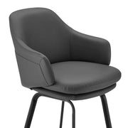 Brigden Gray Faux Leather and Black Metal Swivel 26" Counter Stool - Furniture City (CA)l