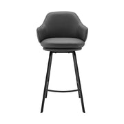 Brigden Gray Faux Leather and Black Metal Swivel 30" Bar Stool - Furniture City (CA)l