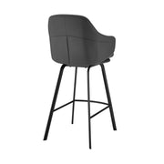 Brigden Gray Faux Leather and Black Metal Swivel 30" Bar Stool - Furniture City (CA)l