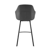Brigden Gray Faux Leather and Black Metal Swivel 30" Bar Stool - Furniture City (CA)l